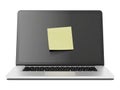 Laptop with yellow stick note Royalty Free Stock Photo