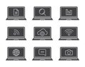 Laptop apps glyph icons set
