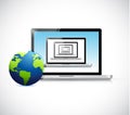 Laptops set and globe. illustration design Royalty Free Stock Photo