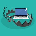 Laptops and traps. The concept of technology victims . vector illustration Royalty Free Stock Photo