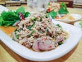 Larb Moo, Thai minced pork salad with herb. Royalty Free Stock Photo