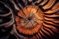 Larch wood texture of a cut tree trunk. Wooden pattern. Generative ai Royalty Free Stock Photo
