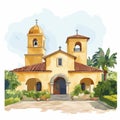 Larco Museum. Larco Museum hand drawn watercolor illustration Royalty Free Stock Photo