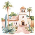 Larco Museum. Larco Museum hand drawn watercolor illustration Royalty Free Stock Photo