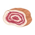 Lard Slab or High-fat Bacon as Meat Product Vector Illustration