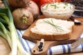 lard on toast with organic dill Royalty Free Stock Photo