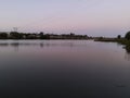 A larg body of water in evening time