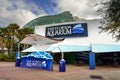 Larga manta ray sculpture at the entrance to the Florida Aquarium in Tampa Bay