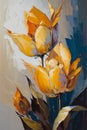 Large Abstract tulips Flowers , Heavy Texture, oil on canvas, palette knife painting Royalty Free Stock Photo