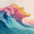 Large Abstract Wave in Watercolor Soft Hues Royalty Free Stock Photo