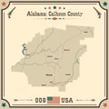 Vintage map of Calhoun county in Alabama, USA.