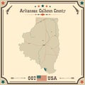 Vintage map of Calhoun County in Arkansas, USA.