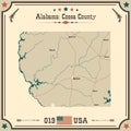 Vintage map of Coosa county in Alabama, USA. Royalty Free Stock Photo