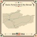 Vintage map of Fairbanks North Star Borough in Alaska, USA.