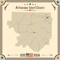 Vintage map of Izard County in Arkansas, USA. Royalty Free Stock Photo