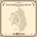 Vintage map of Ketchikan Gateway Borough in Alaska, USA. Royalty Free Stock Photo