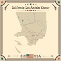 Large and accurate map of Los Angeles County, California, USA Royalty Free Stock Photo
