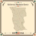 Large and accurate map of Mendocino County, California, USA