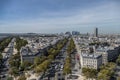 Large aerial view of the skyline of Paris with the skyscrapers of La Defense