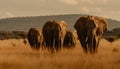 Large African elephant herd walking in wilderness area generated by AI Royalty Free Stock Photo