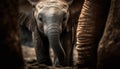 Large African elephant walking in tranquil wildlife reserve, close up portrait generated by AI Royalty Free Stock Photo