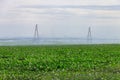 Large agricultural irrigation system in field