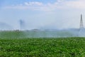 Large agricultural irrigation system in field