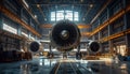 Airplane Maintenance Hangar - Front View of Jet Engine Royalty Free Stock Photo