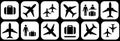 Airport terminal icon signs set, vector illustration