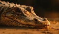 Large alligator dangerous teeth in tropical swamp generated by AI