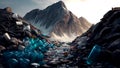 Large amount of plastic trash dumped on the mountain. AI generated Royalty Free Stock Photo