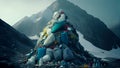 Large amount of plastic waste dumped on the mountain. AI generated