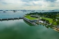 Large amounts of shipping in the strait outside the city of Singapore