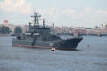 Large amphibious ship `Minsk` in the water area of the Neva river