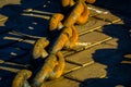 large anchor chain on deck of battleship
