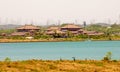 Large ancient building on the shore of Songya Lake