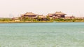 Large ancient building on the shore of Songya Lake