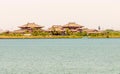 Large ancient building on the shore of Songya Lake