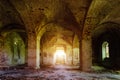 Large ancient vaulted hall of abandoned building