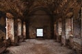 Large ancient vaulted hall of abandoned building