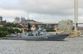 Large anti-submarine ship frigate, project 1155, NATO code `Udaloy` at the pier in the port of Vladivostok