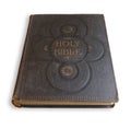 Large Antique Holy Bible on White Background