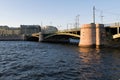 St. Petersburg, Russia, July 2019. View of the bridge over the Neva River.