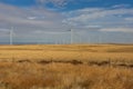 Large area with many wind turbines in central Oregon