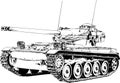 Large armored heavy tank with a powerful gun, hand-drawn ink sketch Royalty Free Stock Photo