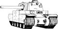 Large armored heavy tank with a powerful gun, hand-drawn ink sketch Royalty Free Stock Photo