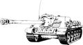 Large armored heavy tank with a powerful gun, hand-drawn ink sketch Royalty Free Stock Photo