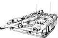 Large armored heavy tank with a powerful gun, hand-drawn ink sketch Royalty Free Stock Photo