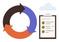 Circular Workflow with Checklist Representing Task Management and Process Optimization Royalty Free Stock Photo