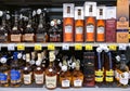 Large assortment of alcoholic beverages high quality of different manufacturers in shopping mall